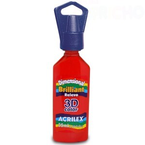 TINTA RELEVO DIMENSIONAL BRILHANTE 3D 35ML VERMELHO FOGO ACRILEX